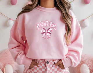 Pink Mom sweatshirt with pink bow mama