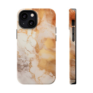 Caramel Marble Effect MagSafe Tough iPhone Case
