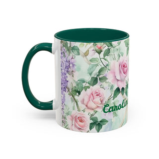 Personalized Pink Roses Coffee Mug