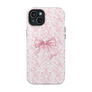 Pink Floral bow MagSafe Tough iPhone Case