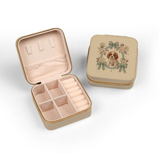 Cavalier Puppy Floral Jewelry Travel Case