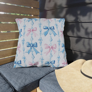 Pink & Blue Bows Outdoor Indoor Pillow