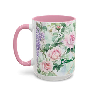 Personalized Pink Roses Coffee Mug