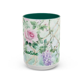 Personalized Pink Roses Coffee Mug