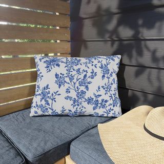 Blue Floral Outdoor Indoor Pillow