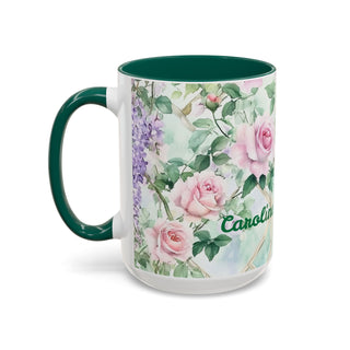 Personalized Pink Roses Coffee Mug