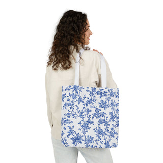 Blue Floral Canvas Tote Bag