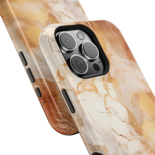 Caramel Marble Effect MagSafe Tough iPhone Case