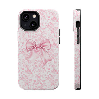 Pink Floral bow MagSafe Tough iPhone Case