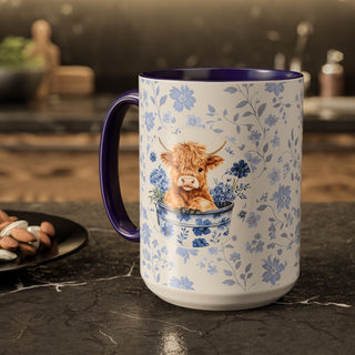 Highland Cow Floral Mug
