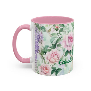 Personalized Pink Roses Coffee Mug