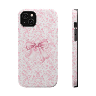 Pink Floral bow MagSafe Tough iPhone Case