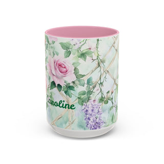 Personalized Pink Roses Coffee Mug