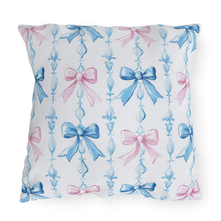 Pink & Blue Bows Outdoor Indoor Pillow