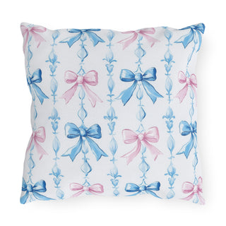 Pink & Blue Bows Outdoor Indoor Pillow