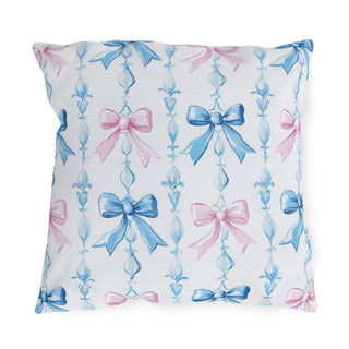 Pink & Blue Bows Outdoor Indoor Pillow
