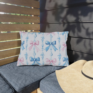 Pink & Blue Bows Outdoor Indoor Pillow