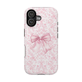 Pink Floral bow MagSafe Tough iPhone Case