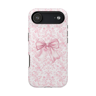 Pink Floral bow MagSafe Tough iPhone Case