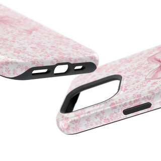 Pink Floral bow MagSafe Tough iPhone Case