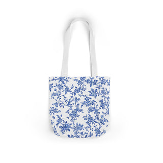 Blue Floral Canvas Tote Bag