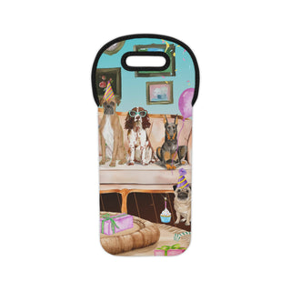 Dog Party Wine Holder Tote Bag