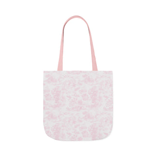 Pink Toile Canvas Tote Bag