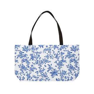 Floral Blue Weekender Tote Bag