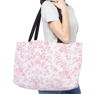 Pink Floral Weekender Tote Bag